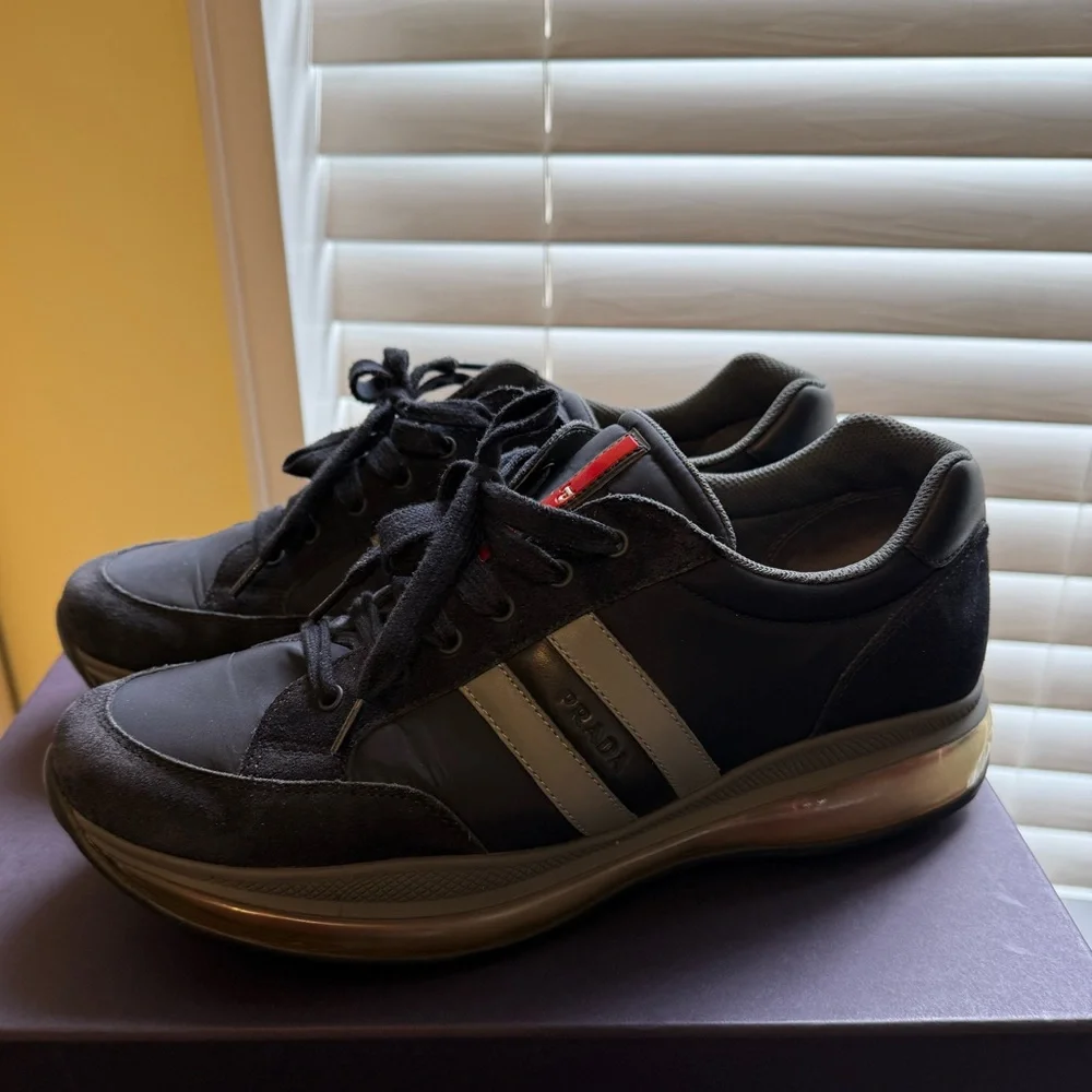 Prada Men’s Velvet Sneakers – Navy Blue – US 10 / UK 8 – Excellent Condition